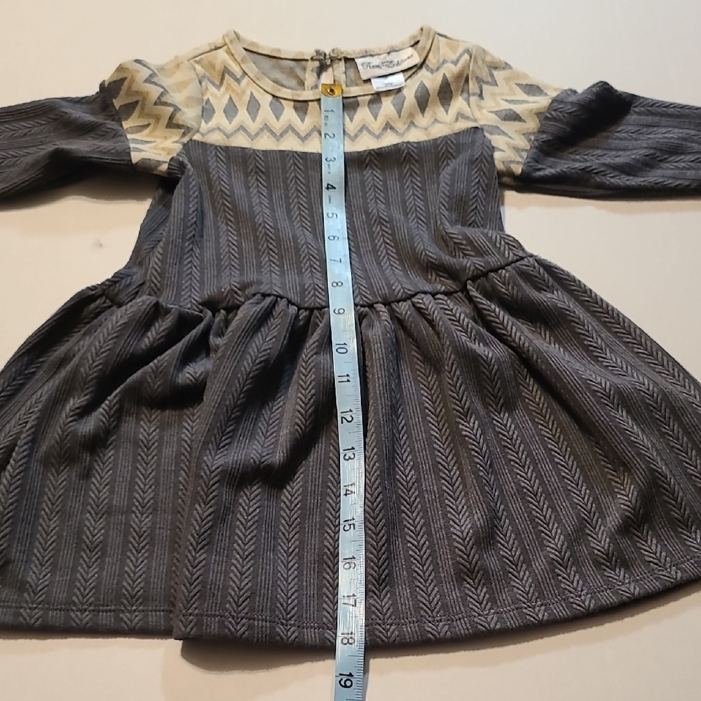 Rare Editions Stylish Comfy Casual Girls Dress - Gray/Cream NWT 3T/3 - Picture 9 of 12